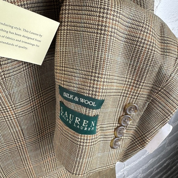 Lauren Ralph Lauren Brown Plaid Sports Coat Blazer Jacket 43 Reg NWT - Picture 4 of 11
